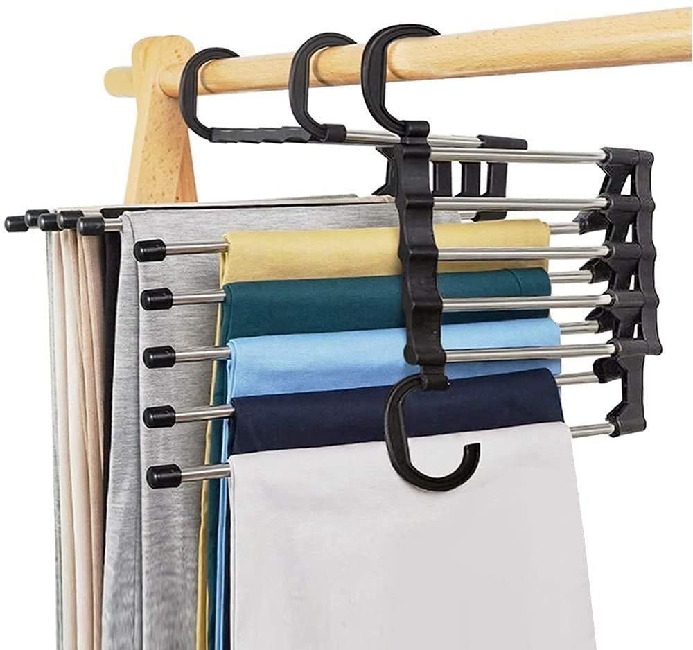 5-Tier Space Saving Pants Hanger – Multi-Layer Closet Organizer