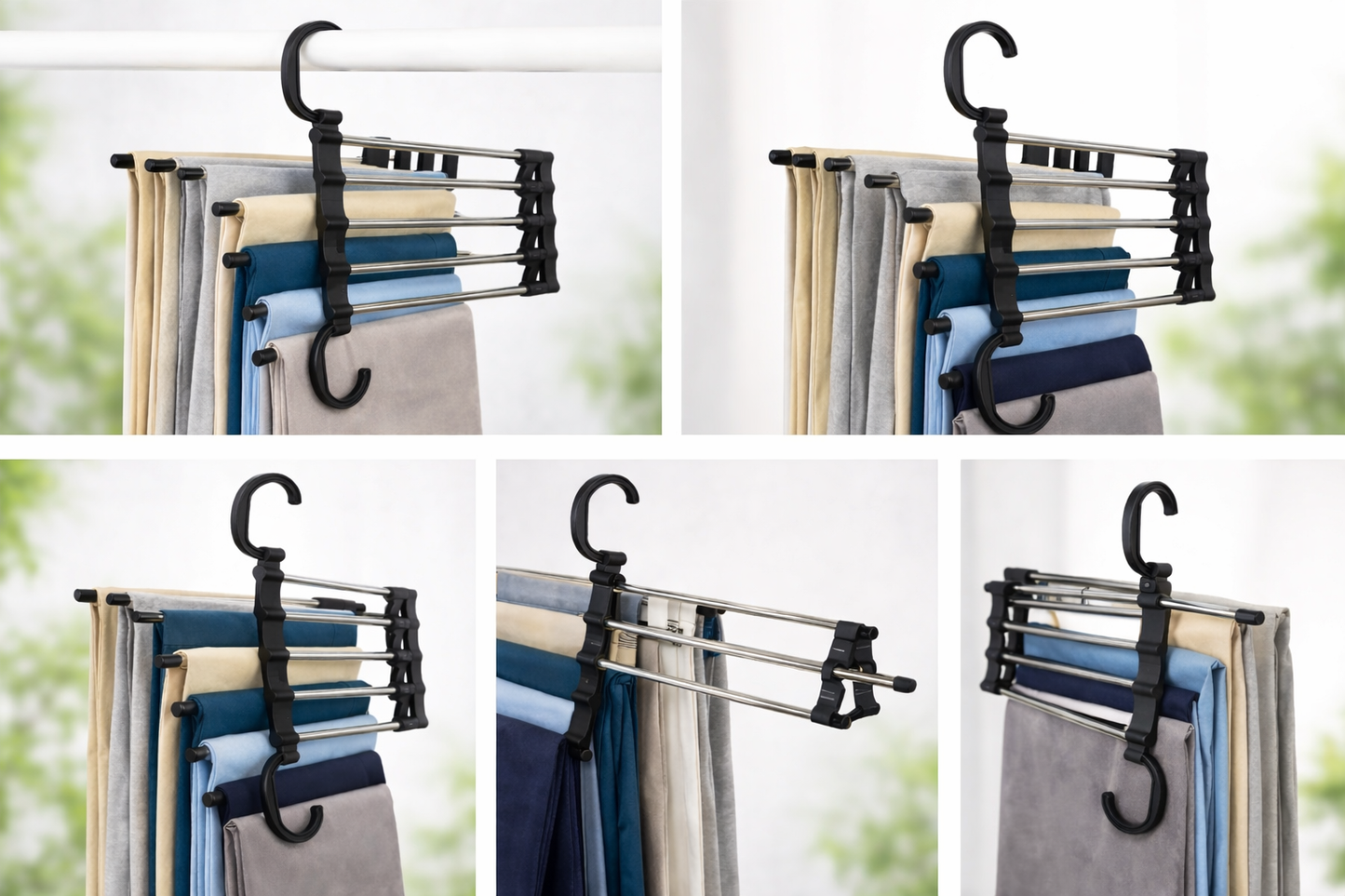 5-Tier Space Saving Pants Hanger – Multi-Layer Closet Organizer